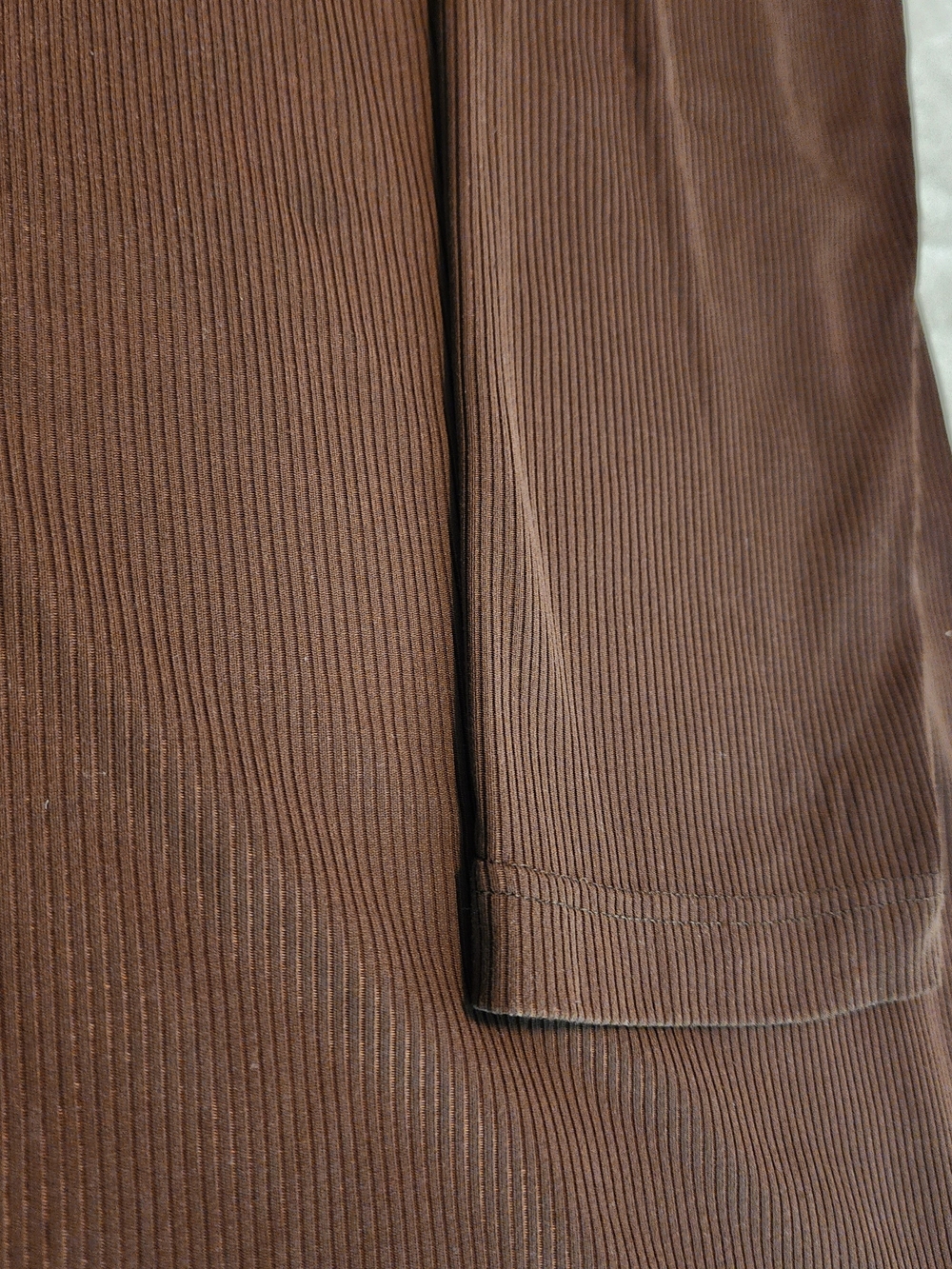 Relaxed Ribbed Button-Front Long Brown Top Dress Loungewear Size 42 - Picture 7 of 13